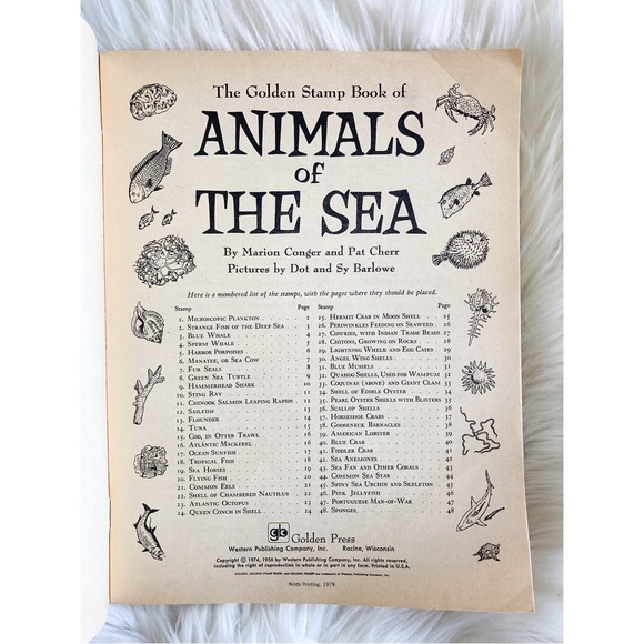 Vintage The Golden Stamp Book of Animals of the Sea 1974 Collectible Stamp Book - Picture 4 of 8